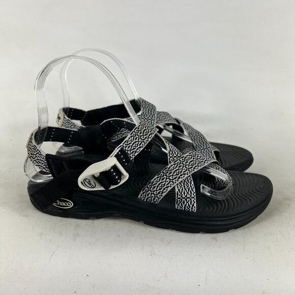 Chaco Zvolv 2 Sandals Women's 7 Black & White Hook & Loop Slingback Sandals - Picture 4 of 9